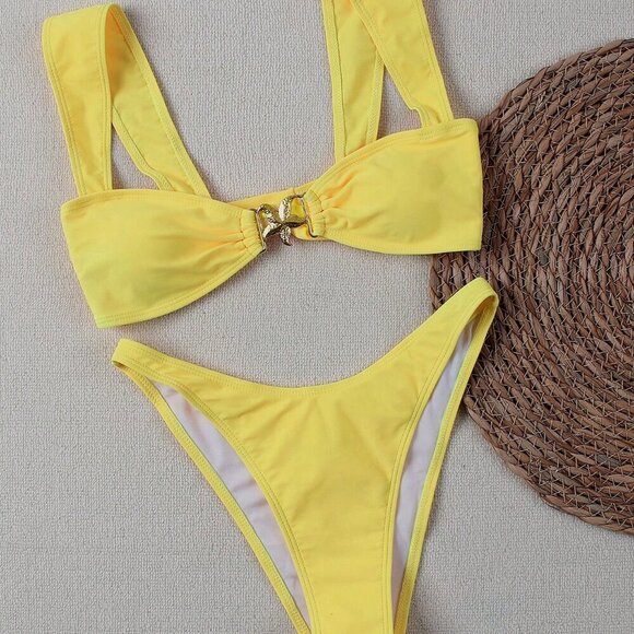 Yellow Women's Sexy Starfish Decor Bikini Set - Picture 2 of 6